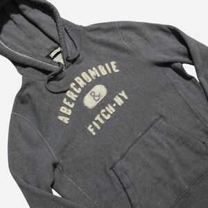 Mens Y2K Preppy College Heavy Pullover Irregular Abercrombie & Fitch Hoodie